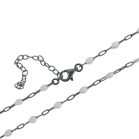 Wholesale Oxidized Sterling Silver Finished Adjustable Enamel Chain Jewelry - Paperclip Chain with Enamel Birthstone