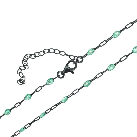Wholesale Oxidized Sterling Silver Finished Adjustable Enamel Chain Jewelry - Paperclip Chain with Enamel Birthstone