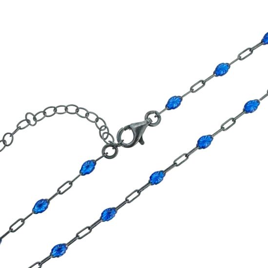Wholesale Oxidized Sterling Silver Finished Adjustable Enamel Chain Jewelry - Paperclip Chain with Enamel Birthstone
