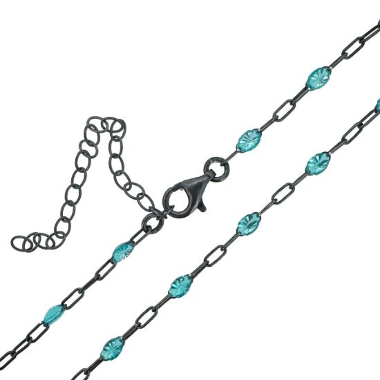 Wholesale Oxidized Sterling Silver Finished Adjustable Enamel Chain Jewelry - Paperclip Chain with Enamel Birthstone