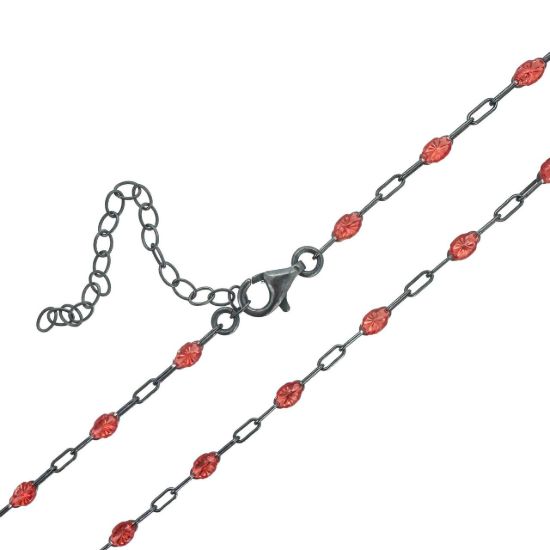 Wholesale Oxidized Sterling Silver Finished Adjustable Enamel Chain Jewelry - Paperclip Chain with Enamel Birthstone