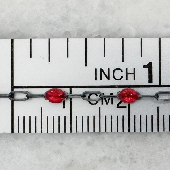 Wholesale Oxidized 925 Sterling Silver Long Box -1+3 PaperClip Enamel Chain (Garnet Color)-4mm by 1.6mm (Sold per foot)